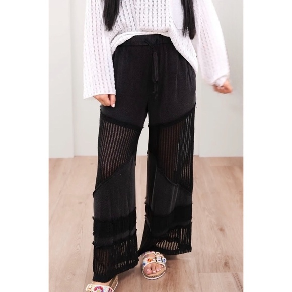 POL Black Ultra Soft Elastic Waist Summer Casual Wide Leg Pants - Picture 8 of 9